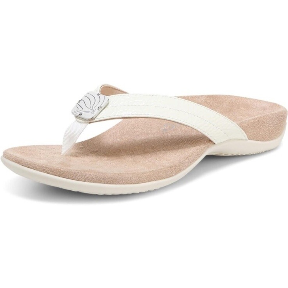 Vionic Avena‎ Thong Post Sandal Arch Support Womens 11 White Orthotic New